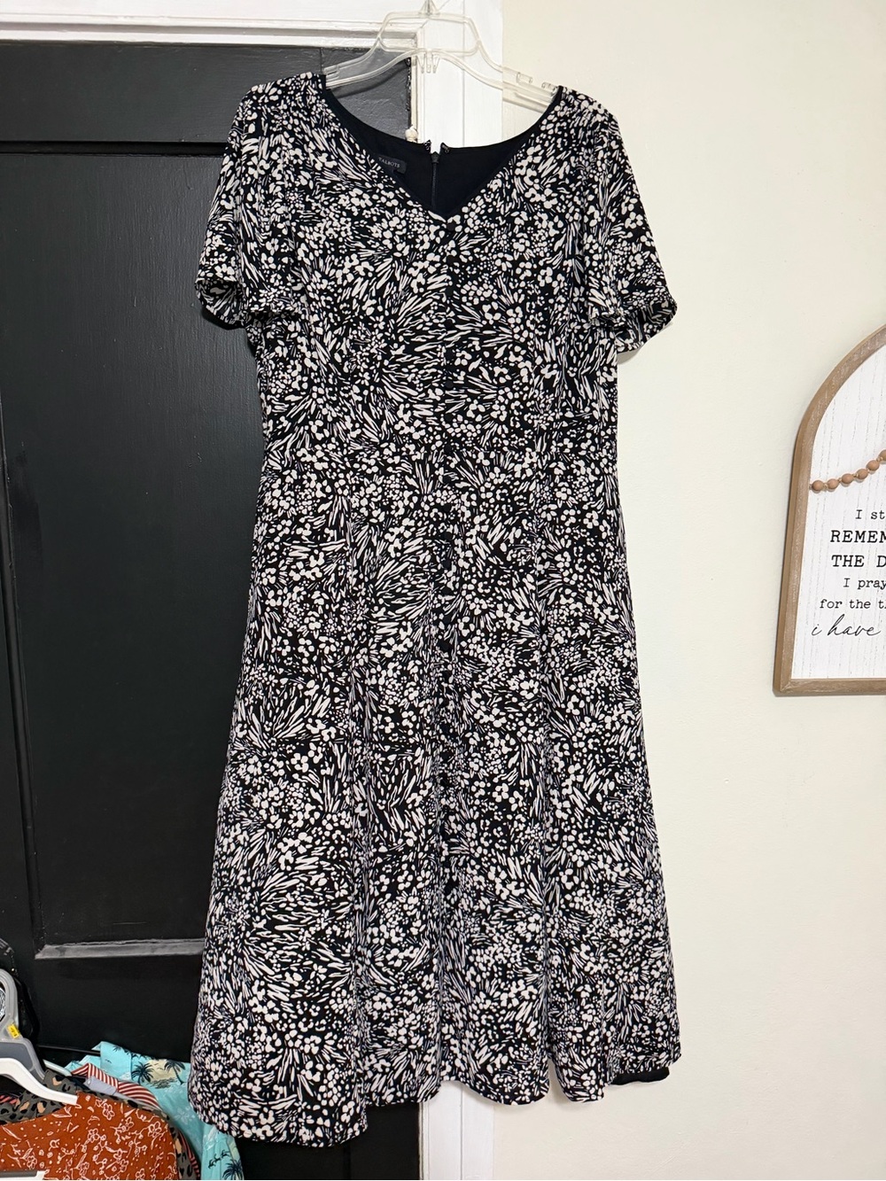Talbots Black and White Floral Midi Dress